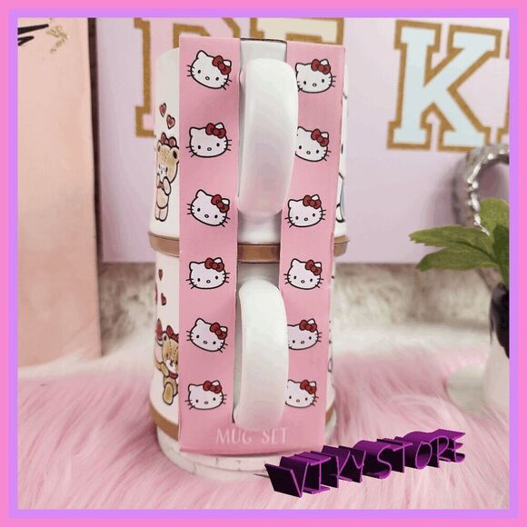 💕 NWT Hello Kitty 2 Pack Coffee Mugs Multicolor 21 oz #7140 💕 - Picture 2 of 2